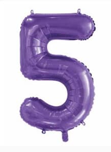 Number 5 Purple 86cm (34 inch) Decrotex Foil Balloon