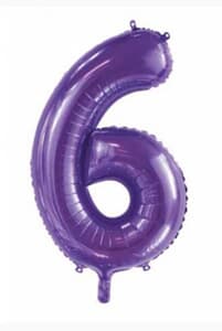 Number 6 Purple 86cm (34 inch) Decrotex Foil Balloon