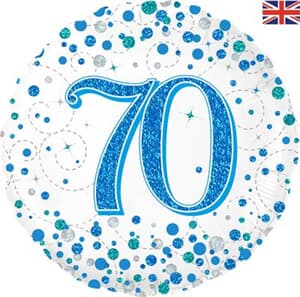Oaktree 70 Birthday Blue Sparkling Fizz Holographic 45cm Foil