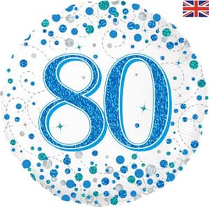 Oaktree 80th Birthday Blue Sparkling Fizz Holographic 45cm Foil