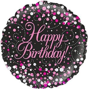 Oaktree Sparkling Fizz Birthday Black and Pink 45cm Foil