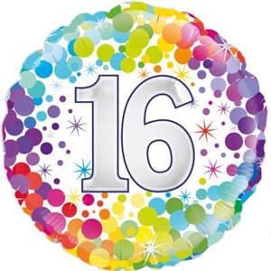 Oaktree 16th Colourful Confetti Birthday 45cm Foil #