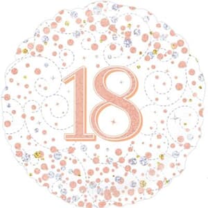 Oaktree 18th Sparkling Fizz Birthday White and Rose Gold 45cm Foil