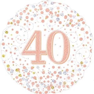 Oaktree 40th Sparkling Fizz Birthday White and Rose Gold 45cm Foil