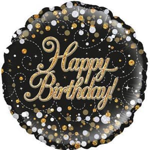 Oaktree Sparkling Fizz Birthday Black and Gold 45cm Foil