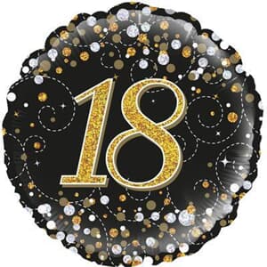 Oaktree 18th Sparkling Fizz Birthday Black and Gold 45cm Foil
