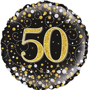 Oaktree 50th Sparkling Fizz Birthday Black and Gold 45cm Foil #