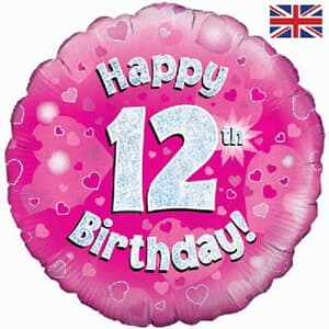 Oaktree Happy 12th Birthday Pink Holographic 45cm Foil