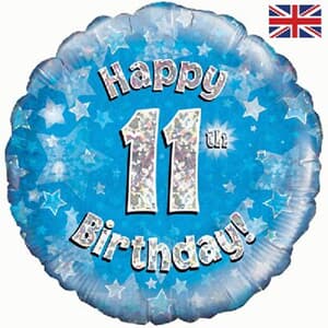 Oaktree Happy 11th Birthday Blue Holographic 45cm Foil
