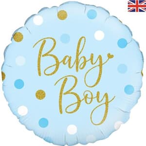 Oaktree Sparkling Baby Boy Dots Holographic 45cm Foil