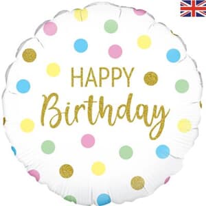 Oaktree Pastel Dots Happy  Birthday Holographic 45cm Foil