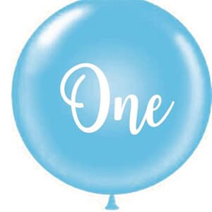 Latex 60cm -24" "One" Blue with White Print float time 3/4 dats save 70% helium compared to 90 cm