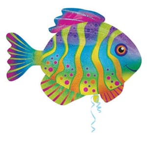 Colourful Fish Holographic Sprkle SuperShape 83cm x 58cm