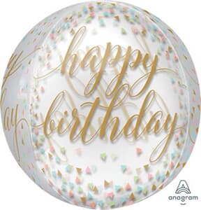 ORBZ Pastel Confetti Clear Happy Birthday 38cm x 40cm