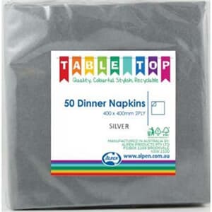 Alpen Dinner Napkins Silver 2 ply
