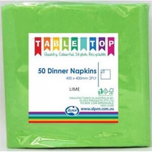 Alpen Dinner Napkins Lime Green 2 ply