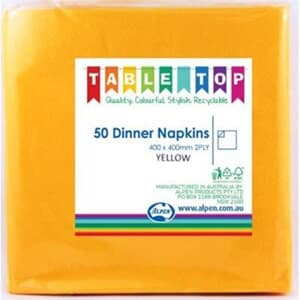 Alpen Dinner Napkins Yellow 2 ply