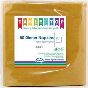 Alpen Dinner Napkins Gold 2 ply