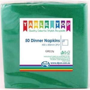 Alpen Dinner Napkins Green 2 ply