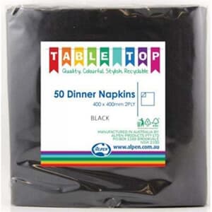 Alpen Dinner Napkins Black 2 ply