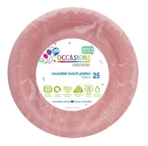 Plastic Lunch Plate 18cm Light Pink 25 pack