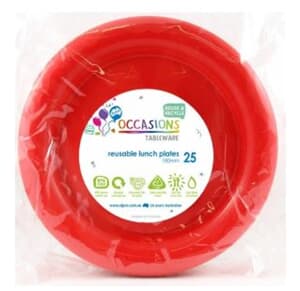 Plastic Lunch Plate 18cm Red 25 pack