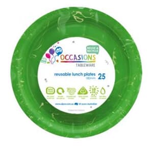 Plastic Lunch Plate 18cm Lime 25 pack