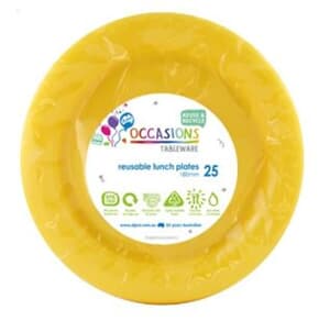 Plastic Lunch Plate 18cm Yellow 25 pack