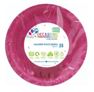 Plastic Lunch Plate 18cm Magenta 25 pack