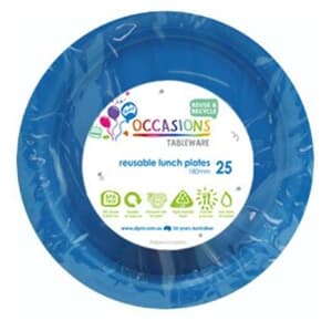 Plastic Lunch Plate 18cm Royal Blue 25 pack