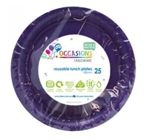 Plastic Lunch Plate 18cm Purple 25 pack