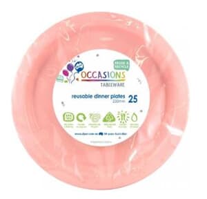 Plastic Dinner Plate 23cm Light Pink 25 pack