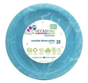 Plastic Dinner Plate 23cm Light Blue 25 pack