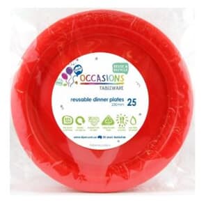 Plastic Dinner Plate 23cm Red 25 pack
