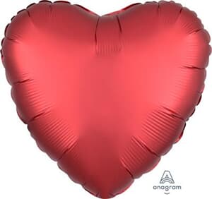 Heart Satin Luxe Sangria Anagram packaged 45cm