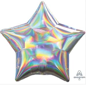 Holographic Iridescent Silver Star Anagram Packaged 45cm