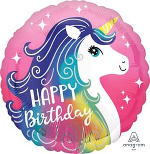 Pink Unicorn Happy Birthday 45cm