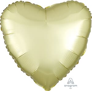 Anagram Heart Satin Luxe Pastel Yellow 45cm