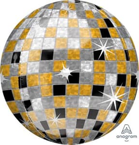 Orbz Gold Silver & Black Disco Ball 38cm x 40cm