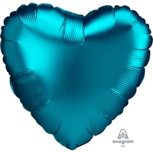 Heart Satin Luxe Aqua Anagram packaged 45cm