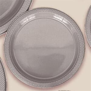 Plate Plastic 17.7cm Silver