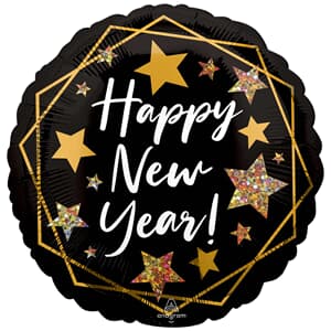Happy New Year Gold Sparkle 45cm Foil Round