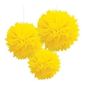 Fluffy Paper Ball Decoration 40.6cm Yellow