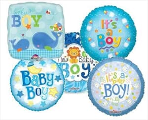Assorted 4" (10cm) Printed Foil Balloons Flat Boy.