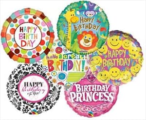 Assorted 4" (10cm) Printed Foil Balloons Flat Happy Birthday.