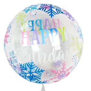 Bubble Balloon Balls Happy Birthday Bright Snowflakes 18" 45cm. No valve