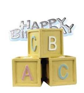 Resin Baby Blocks Topper and Happy Birthday Motto
