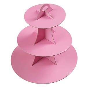 3 Tier Cup Cake Stand 35cm high Pink
