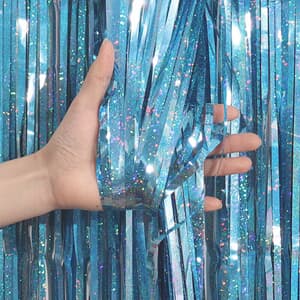 Door Curtain Laser Metallic Light Blue 100cm x 200cm