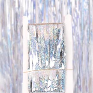 Door Curtain Holographic Metallic Silver 100cm x 200cm